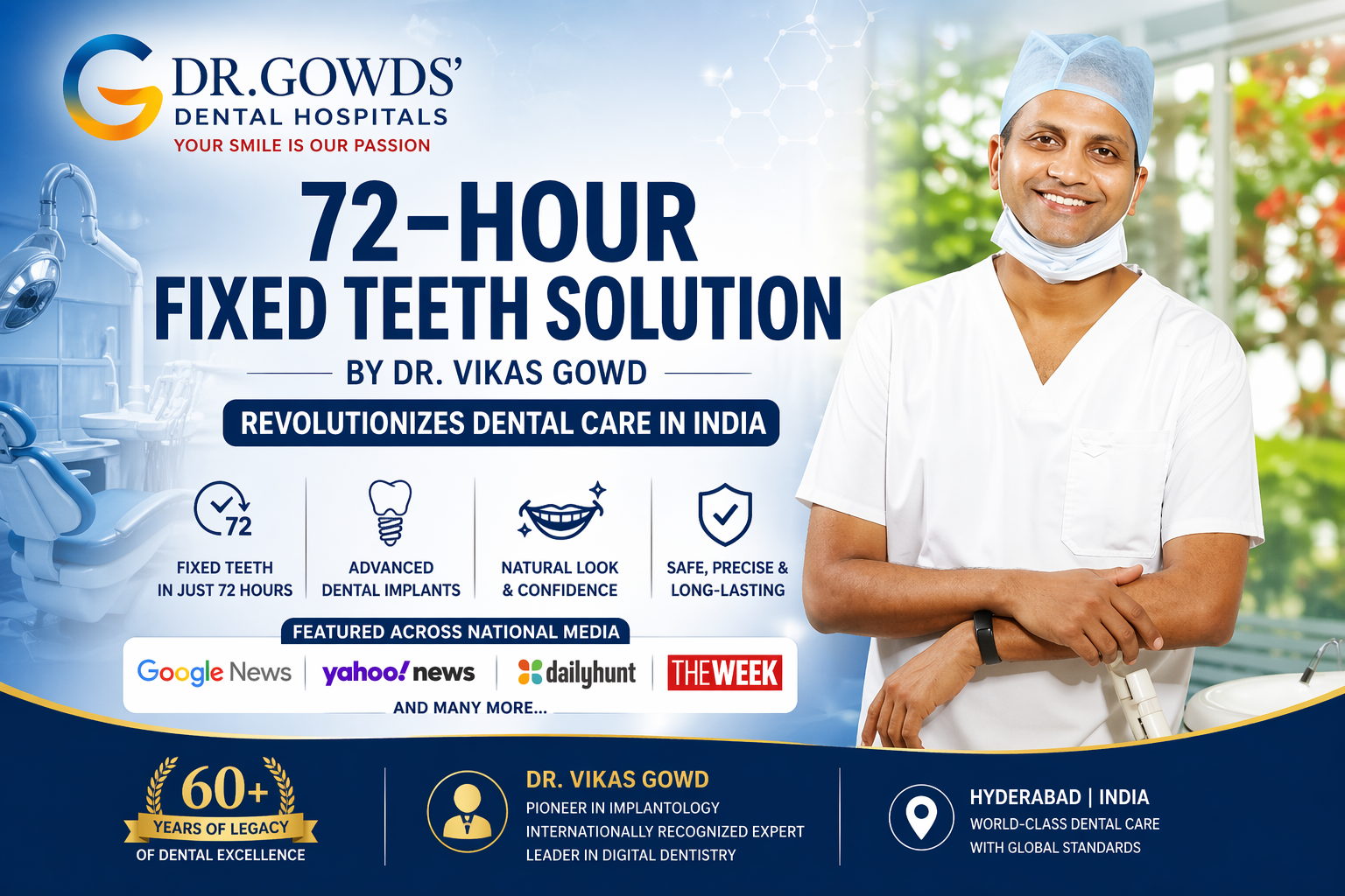 72-Hour Fixed Teeth Solution by Dr. Vikas Gowd Revolutionizes Dental Care in India