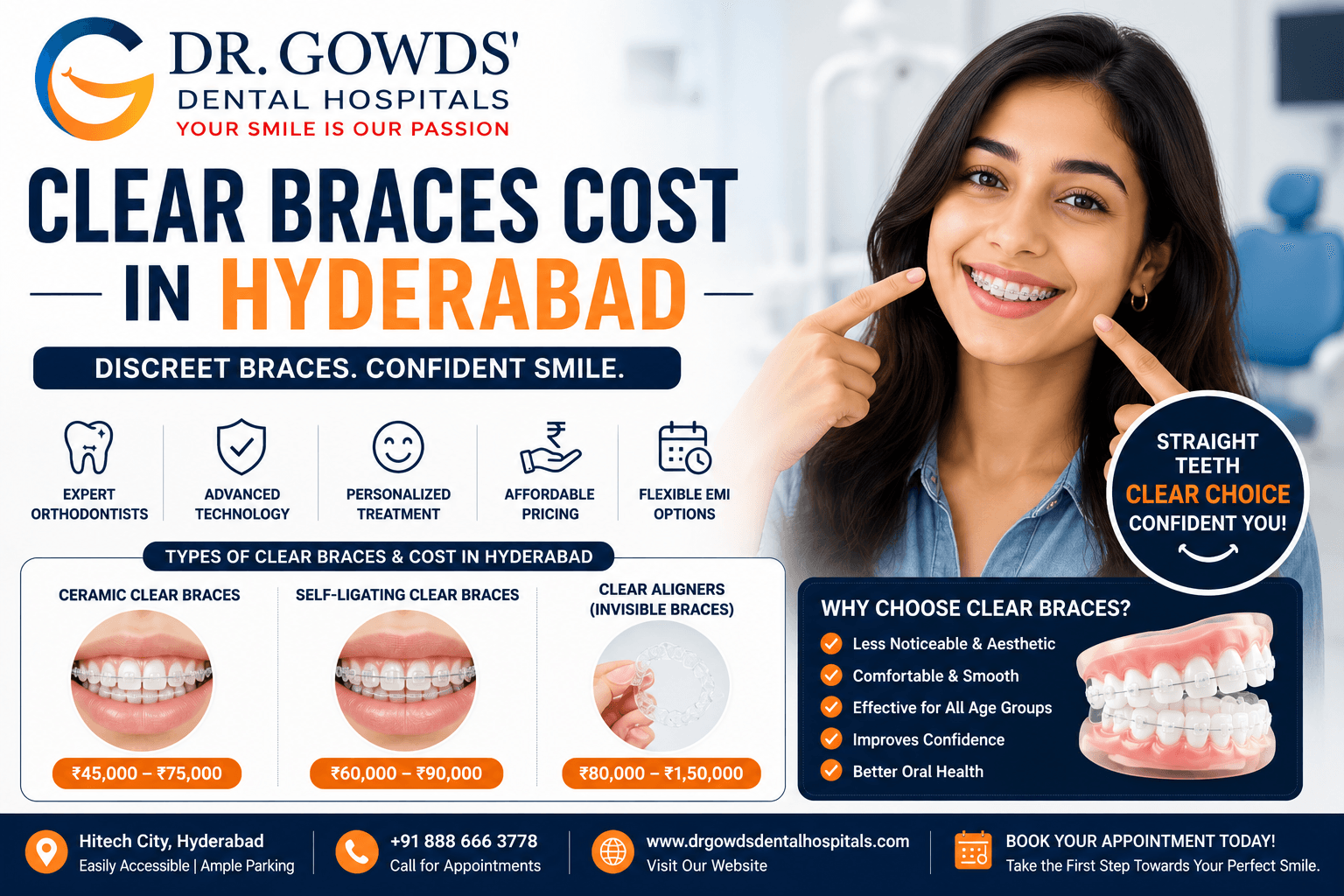 Clear Braces Cost in Hyderabad