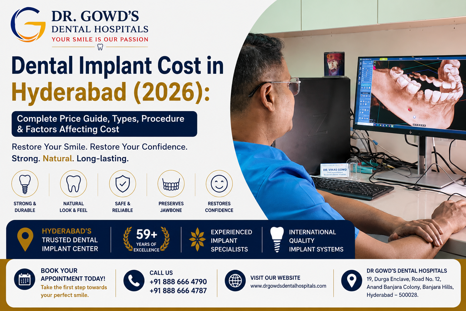 Dental Implant Cost in Hyderabad (2026) Complete Price Guide, Types, Procedure & Factors Affecting Cost