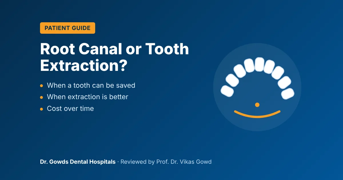 Root canal or tooth extraction: which is better for you, a patient guide from Dr. Gowds Dental Hospitals